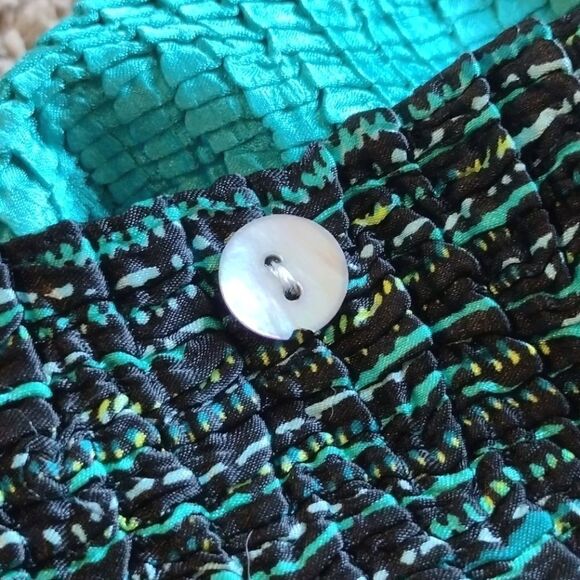 Women's Stretchy Popcorn Texture Reversible Tank & Button up Jacket Dark Teal - Picture 7 of 12